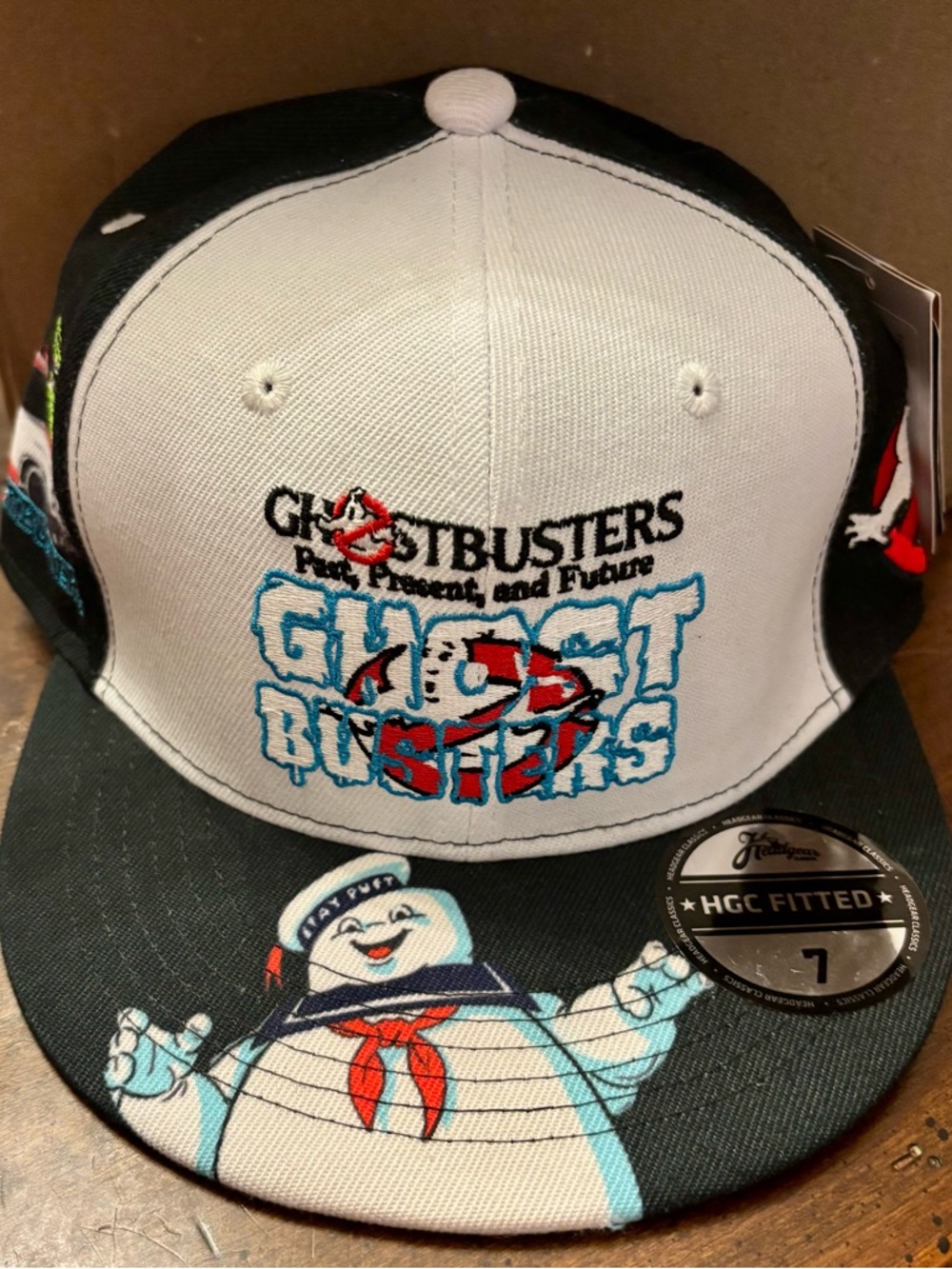 Ghostbusters Embroidered Logo Fitted Baseball Cap - White & Black
